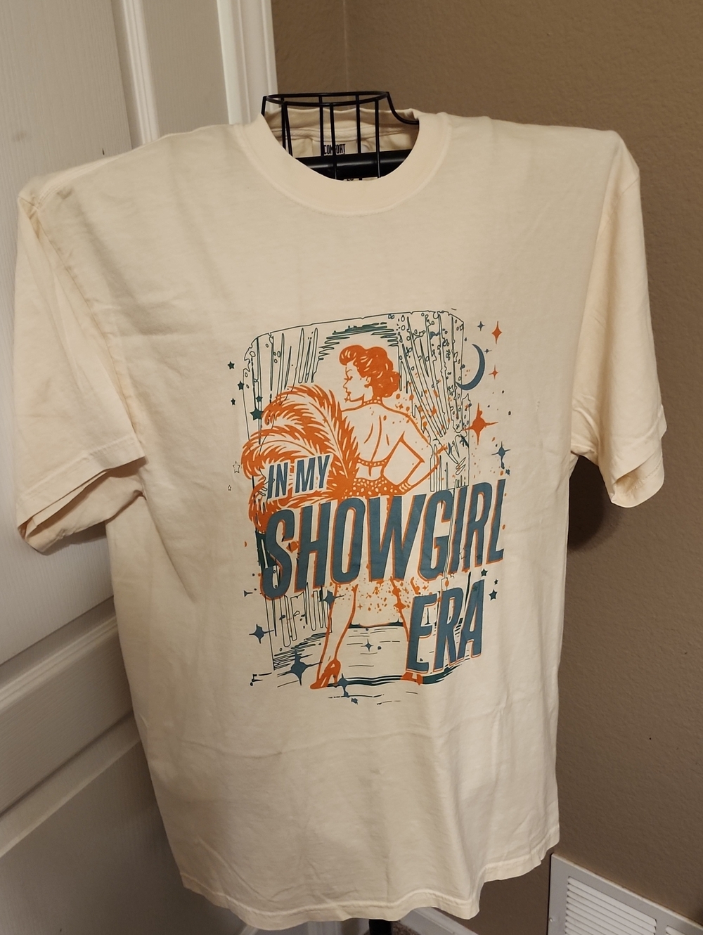 Showgirl Era Graphic Tee - Cream with Orange & Teal Print